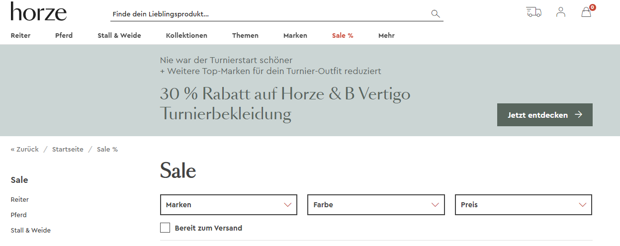 Horze SALE: bis zu 50% Rabatt